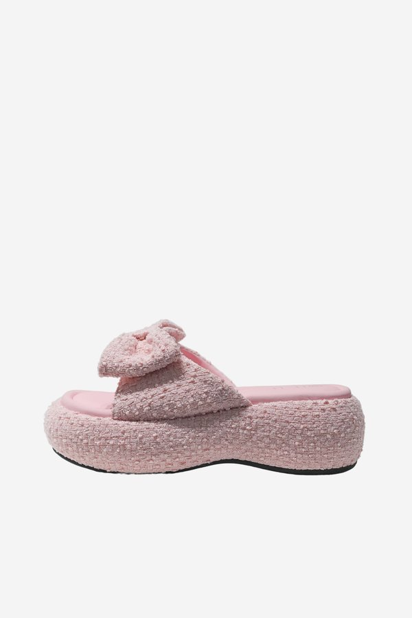 RIBBON OF PROMISE TWEED FLATFORMS (6.5 CM) IN BABY PINK