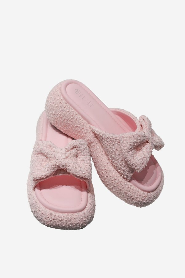 RIBBON OF PROMISE TWEED FLATFORMS (6.5 CM) IN BABY PINK