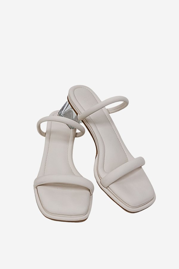 WISH SIGNATURE DUO STRAP GLASS BLOCK HEELS (5.5 CM) IN IVORY