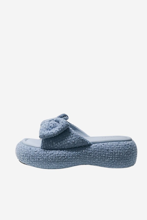 RIBBON OF PROMISE TWEED FLATFORMS (6.5 CM) IN DENIM BLUE