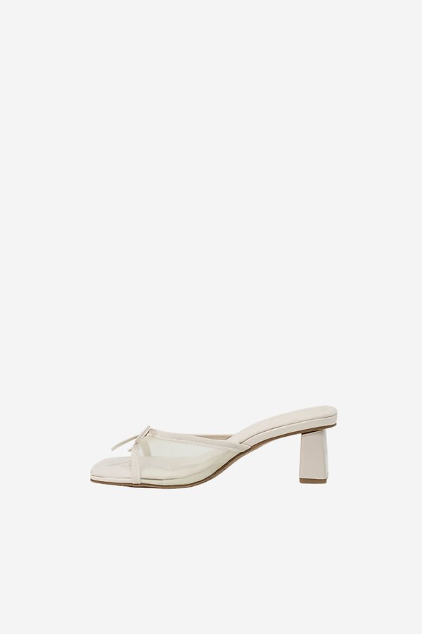 FAITH RIBBON MESH HEELS (6 CM) IN IVORY