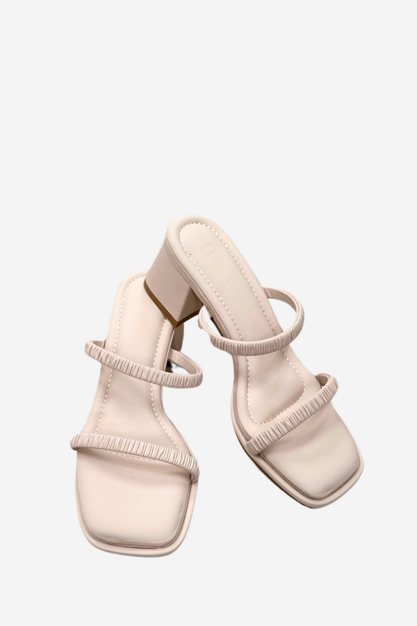 LIMITED EDITION: DESTINY SCRUNCHIE STRAPS BLOCK HEELS (6CM) IN NUDE PINK