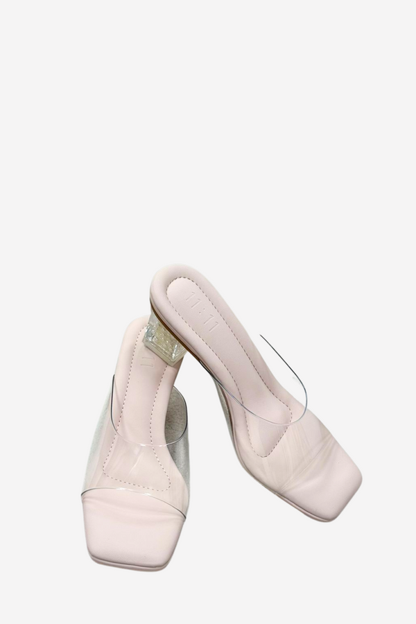 *PREORDER BEFORE CNY* LIMITED EDITION: DREAMING PEARLS ELEVATE SLIM TRANSPARENT HEELS (7 CM) IN NUDE PINK