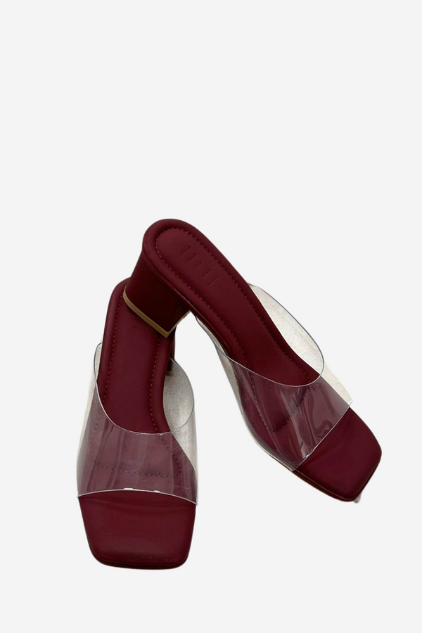 *PREORDER BEFORE CNY* DREAM ELEVATE SLIM TRANSPARENT HEELS (5.5 CM) IN DEEP BURGUNDY