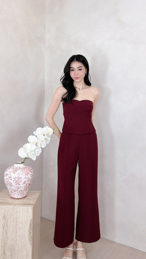 PX3642 Hanna Clasp Straight Leg Pants in Maroon