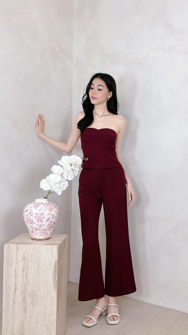 PX3645 Hanna Panel Peplum Top in Maroon