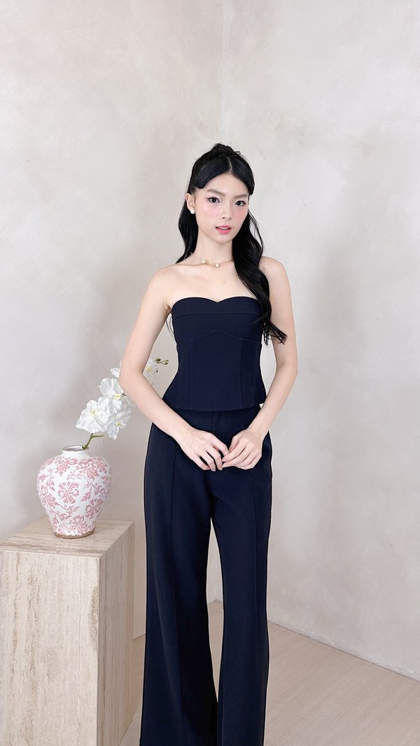 PX3645 Hanna Panel Peplum Top in Navy