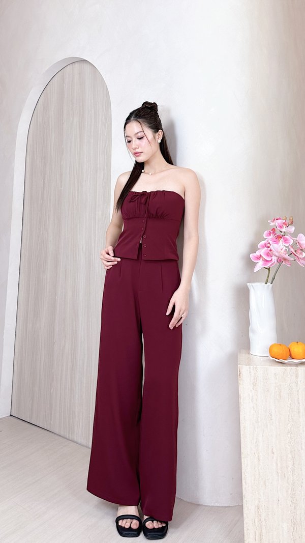 *Regular* L566 Eliona Clasp Straight Leg Pants in Maroon