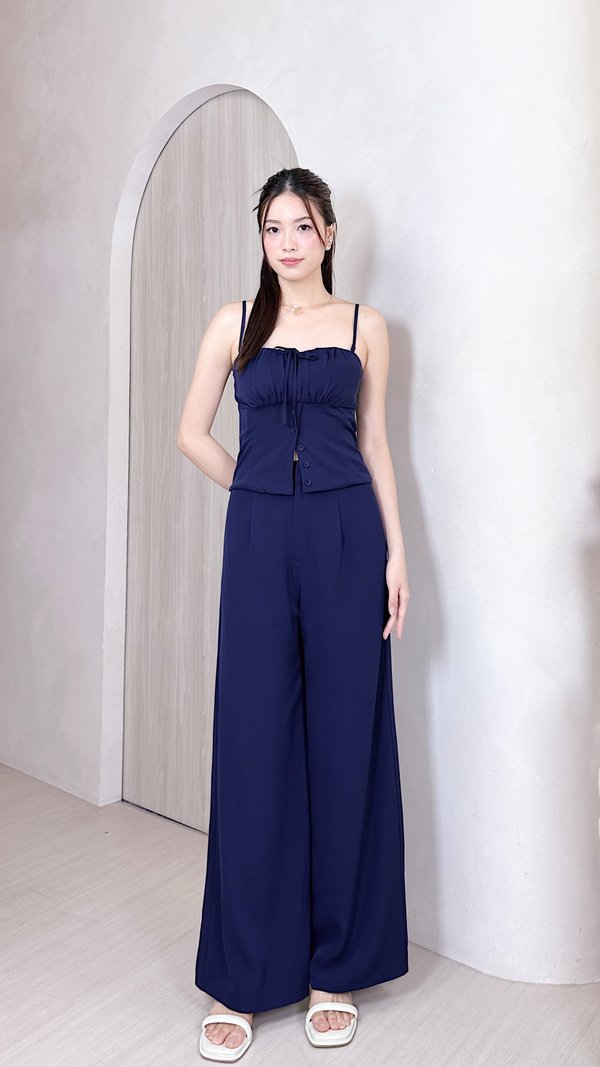 *Petite* L567 Eliona Clasp Straight Leg Pants in Navy