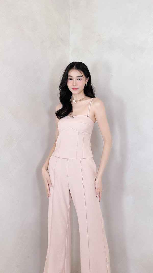 PX3645 Hanna Panel Peplum Top in Nude Pink