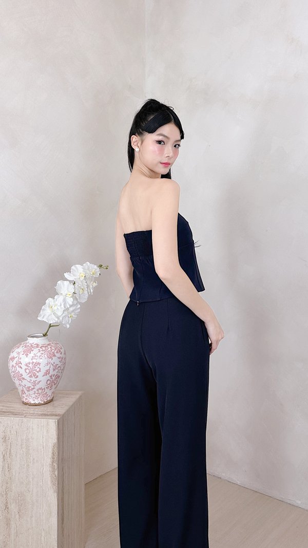 PX3645 Hanna Panel Peplum Top in Navy