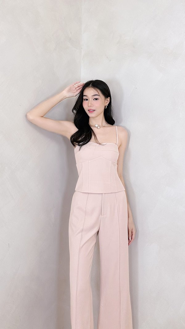 PX3645 Hanna Panel Peplum Top in Nude Pink