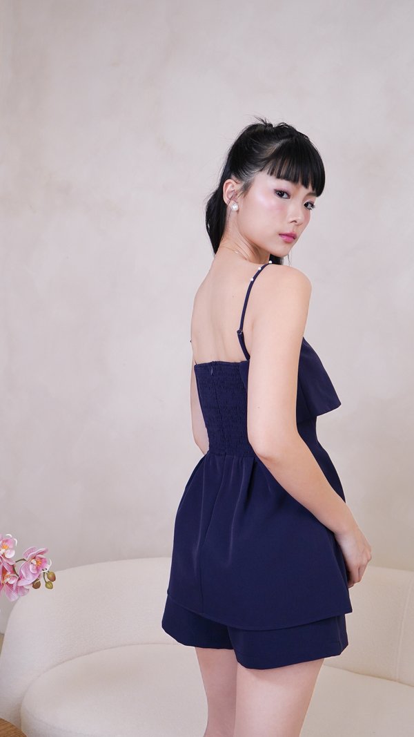 PX3619 Cataleya Overlap Long Line Top in Navy