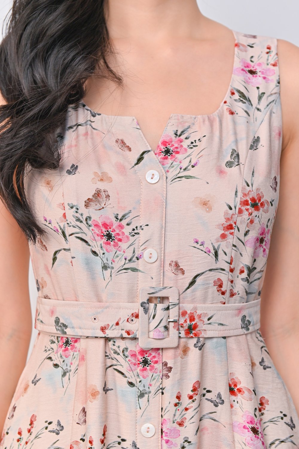 ELLA FLORAL BUTTON DRESS IN PINK