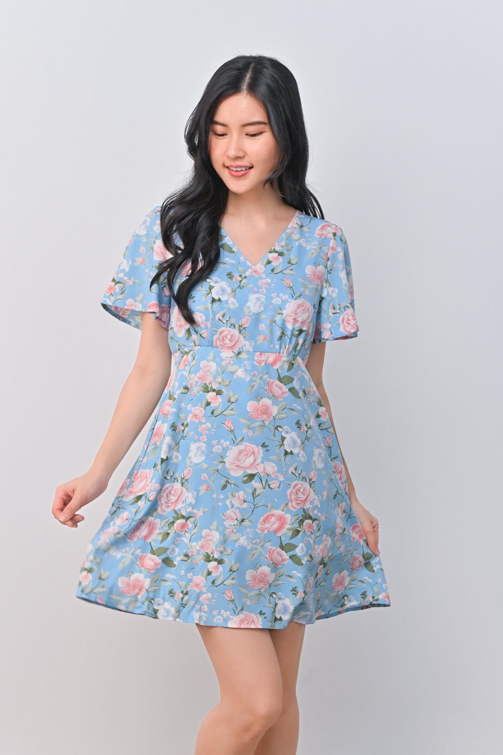 EBBE FLORAL DRESS-ROMPER IN BLUE EBBE FLORAL DRESS-ROMPER IN BLUE