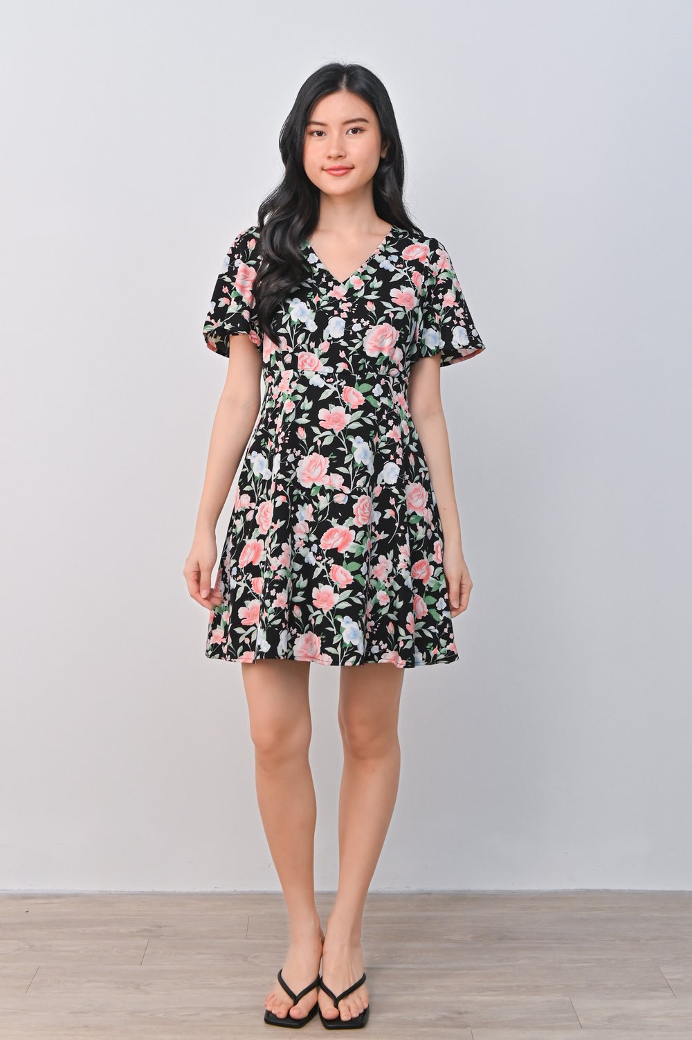 EBBE FLORAL DRESS-ROMPER IN BLACK EBBE FLORAL DRESS-ROMPER IN BLACK