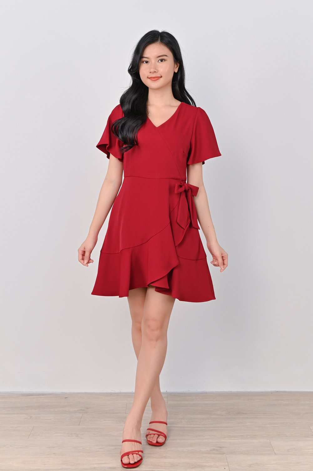 DION RUFFLE DRESS-ROMPER IN RED DION RUFFLE DRESS-ROMPER IN RED