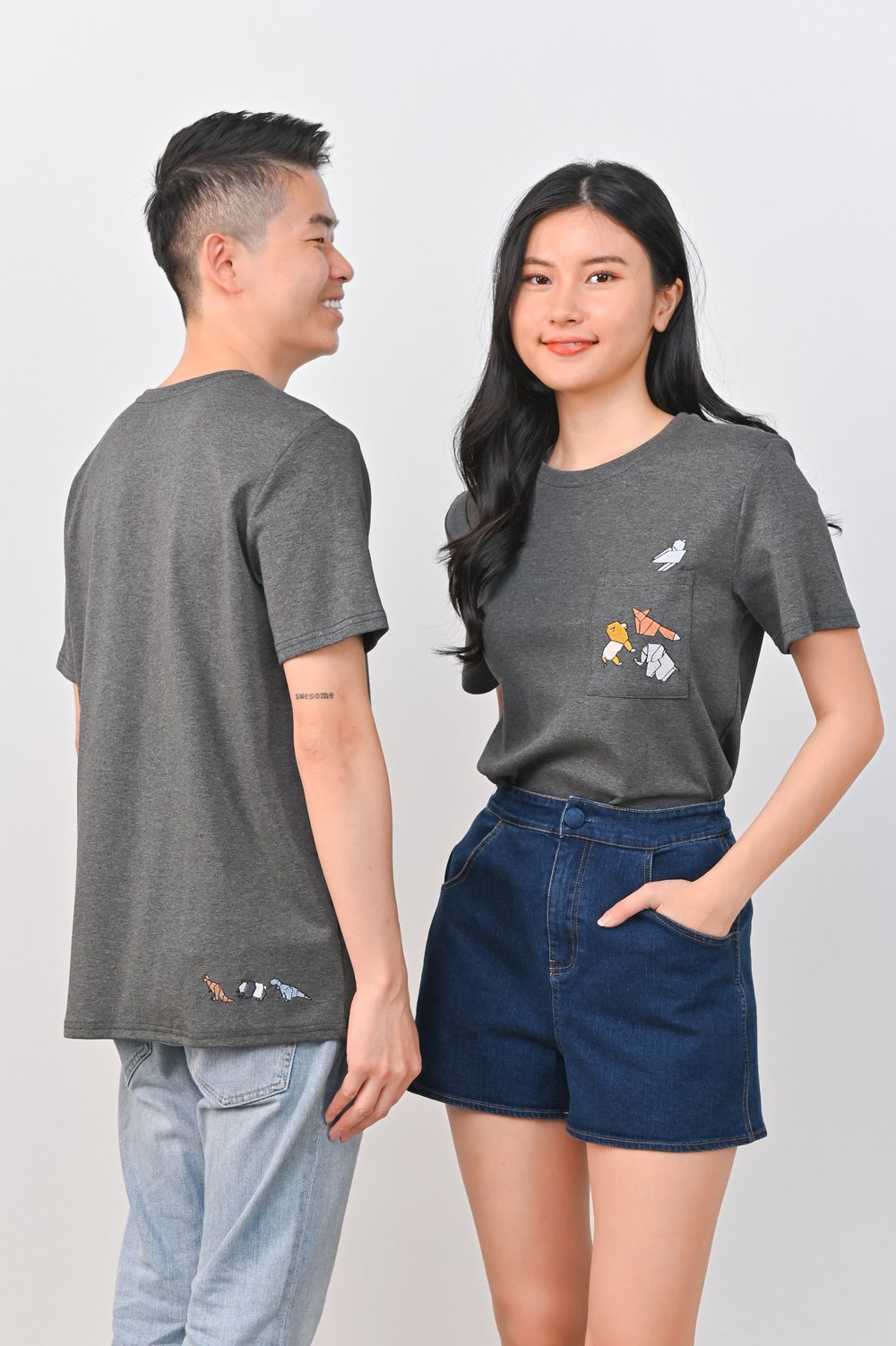 ORIGAMI ZOO GREY EMB. UNISEX TEE ORIGAMI ZOO GREY EMB. UNISEX TEE