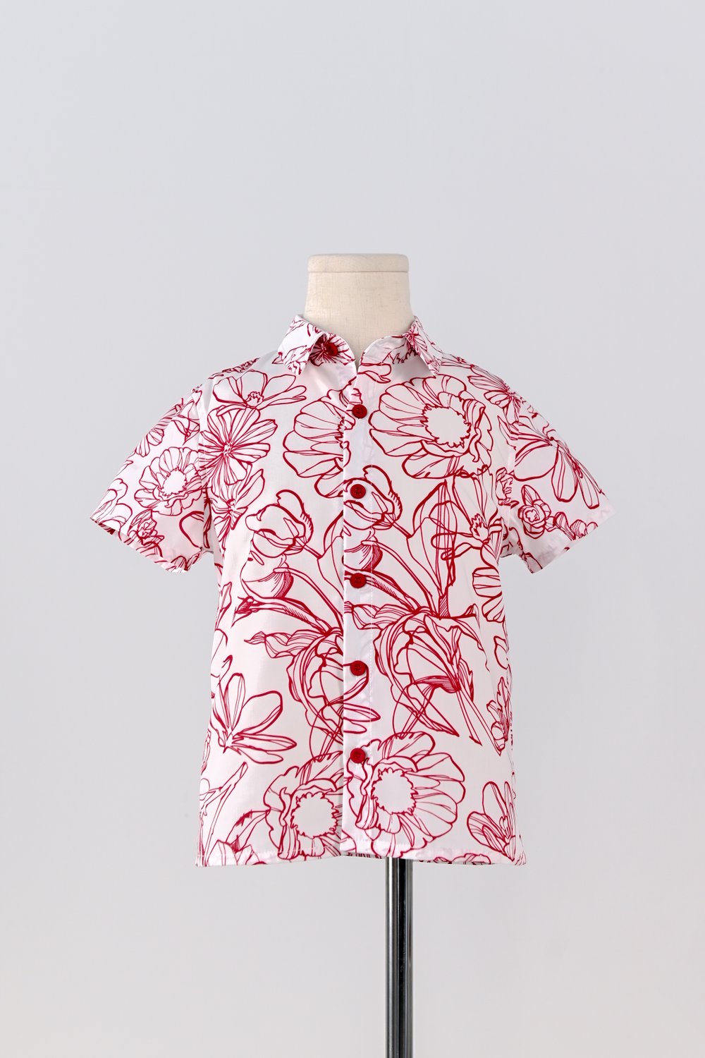 RED SKETCHED FLORALS KIDS’ SHIRT RED SKETCHED FLORALS KIDS’ SHIRT