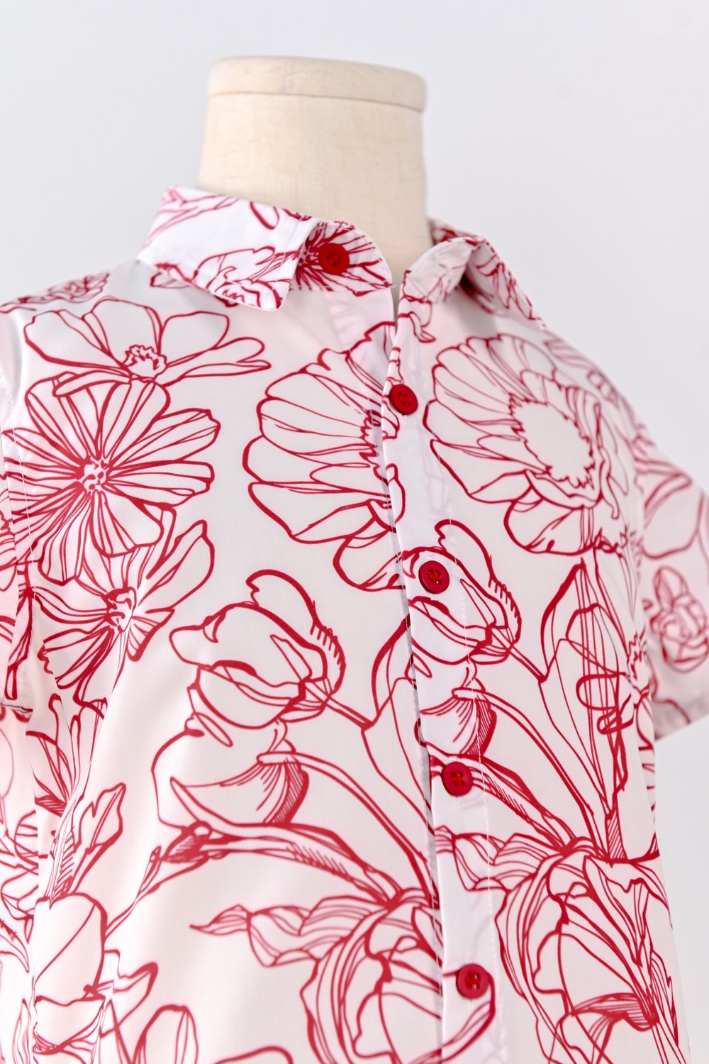 RED SKETCHED FLORALS KIDS’ SHIRT RED SKETCHED FLORALS KIDS’ SHIRT