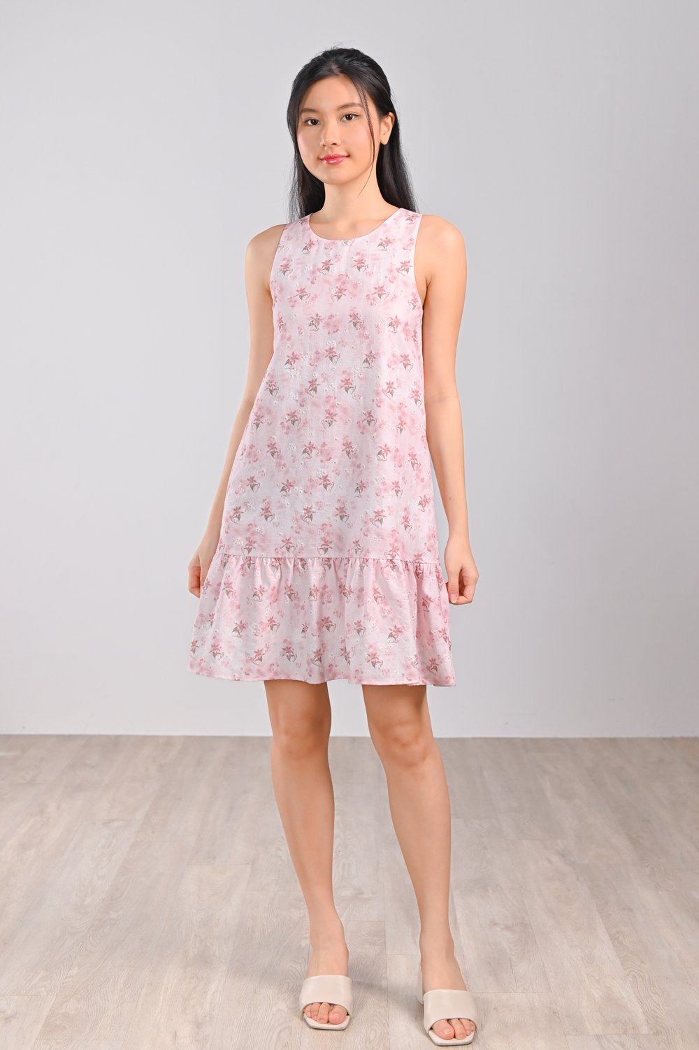AIAI PINK EMBOSSED DROPWAIST DRESS AIAI PINK EMBOSSED DROPWAIST DRESS
