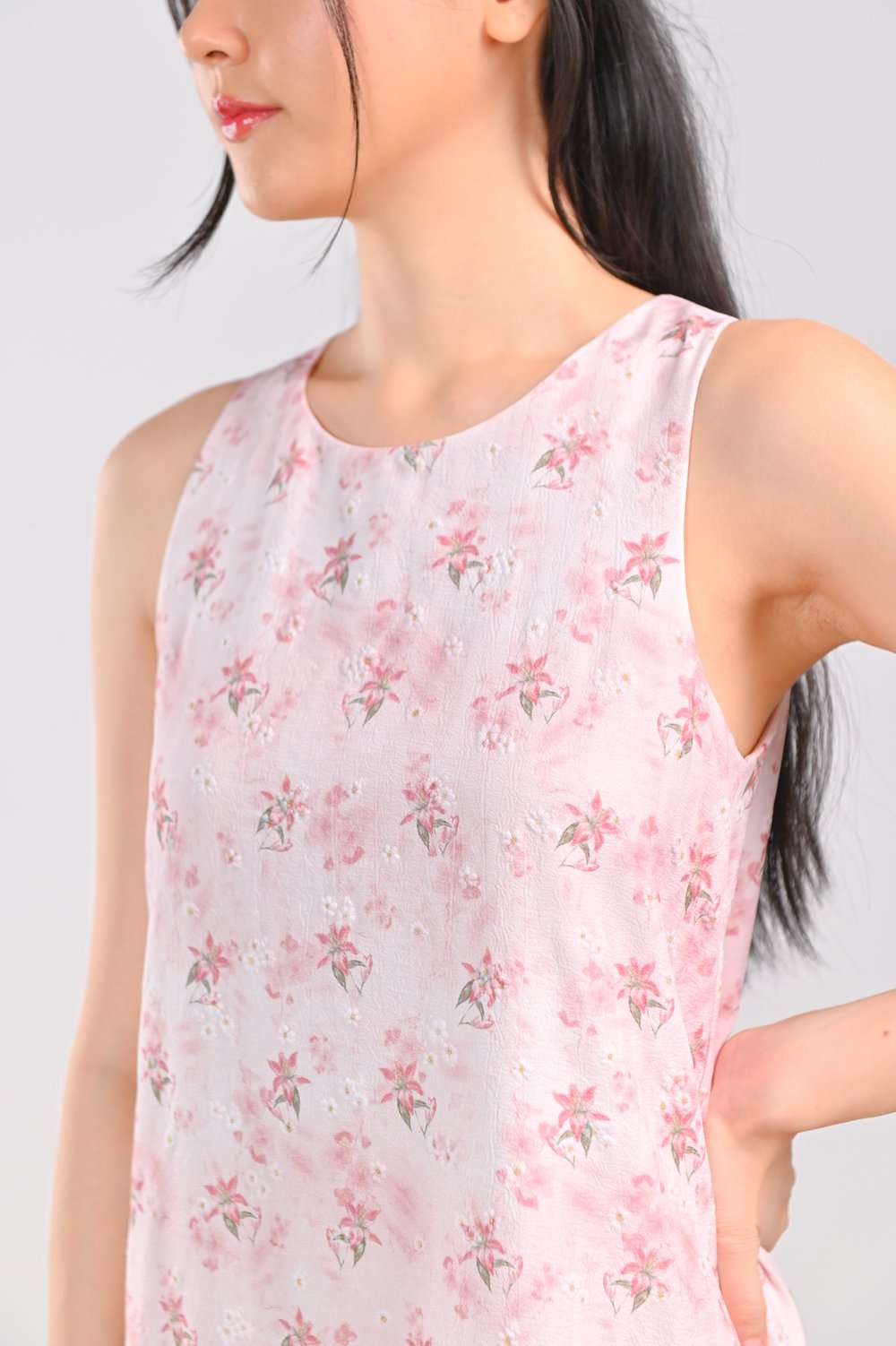 AIAI PINK EMBOSSED DROPWAIST DRESS AIAI PINK EMBOSSED DROPWAIST DRESS