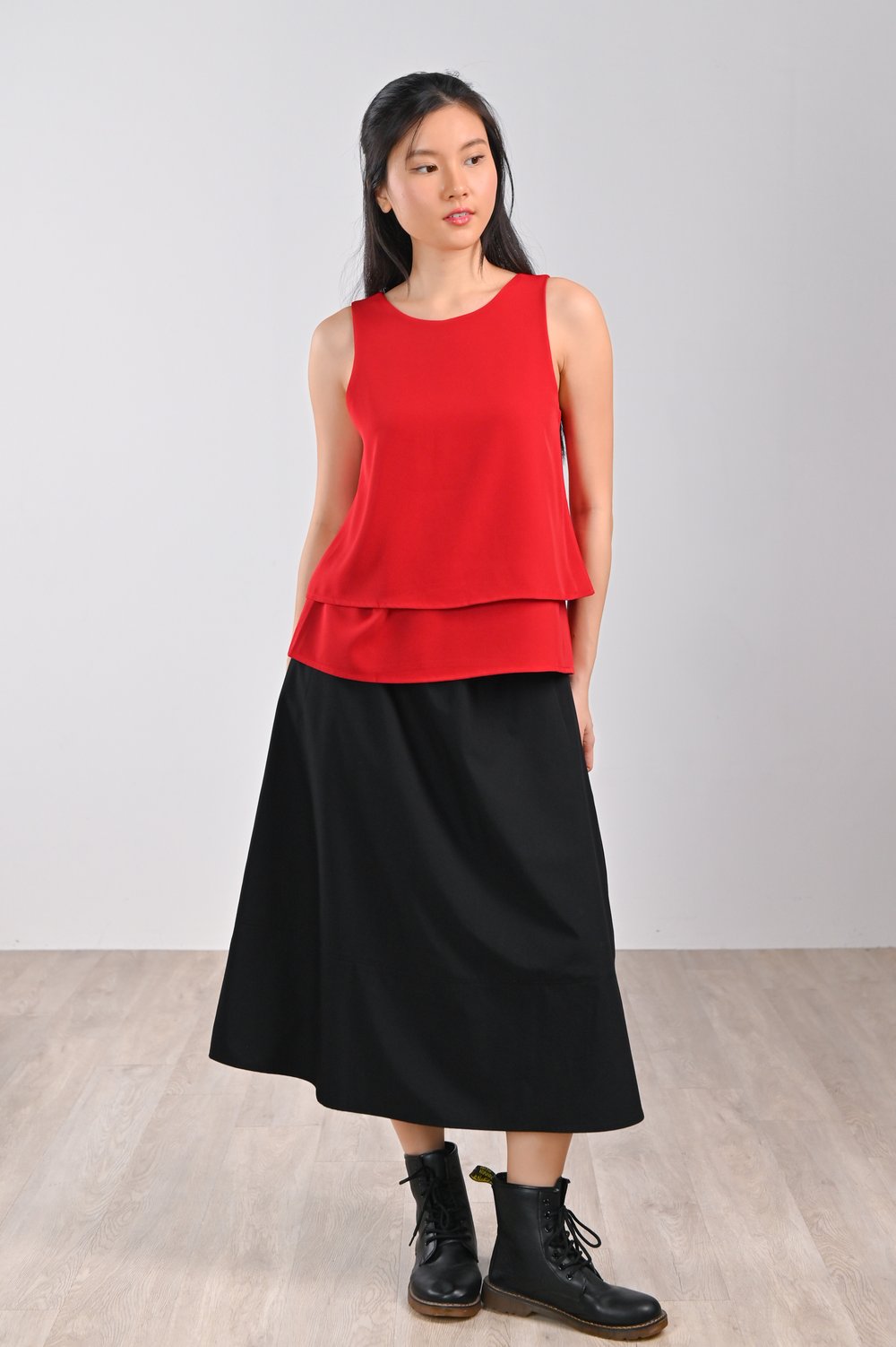 NICOLE SLEEVELESS LAYERED TOP IN RED