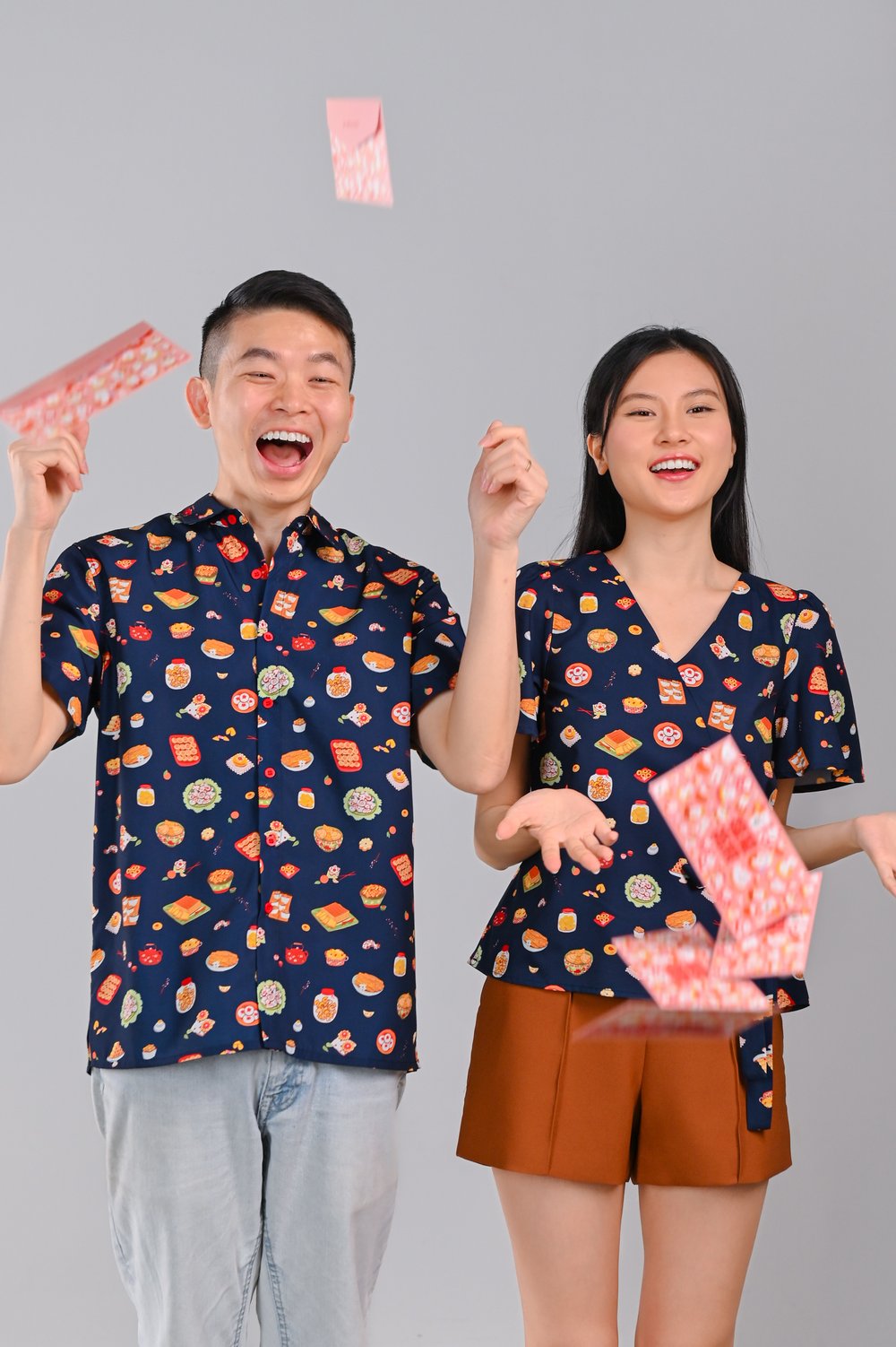 CNY SNACKS NAVY SLEEVED TIE-SASH TOP CNY SNACKS NAVY SLEEVED TIE-SASH TOP