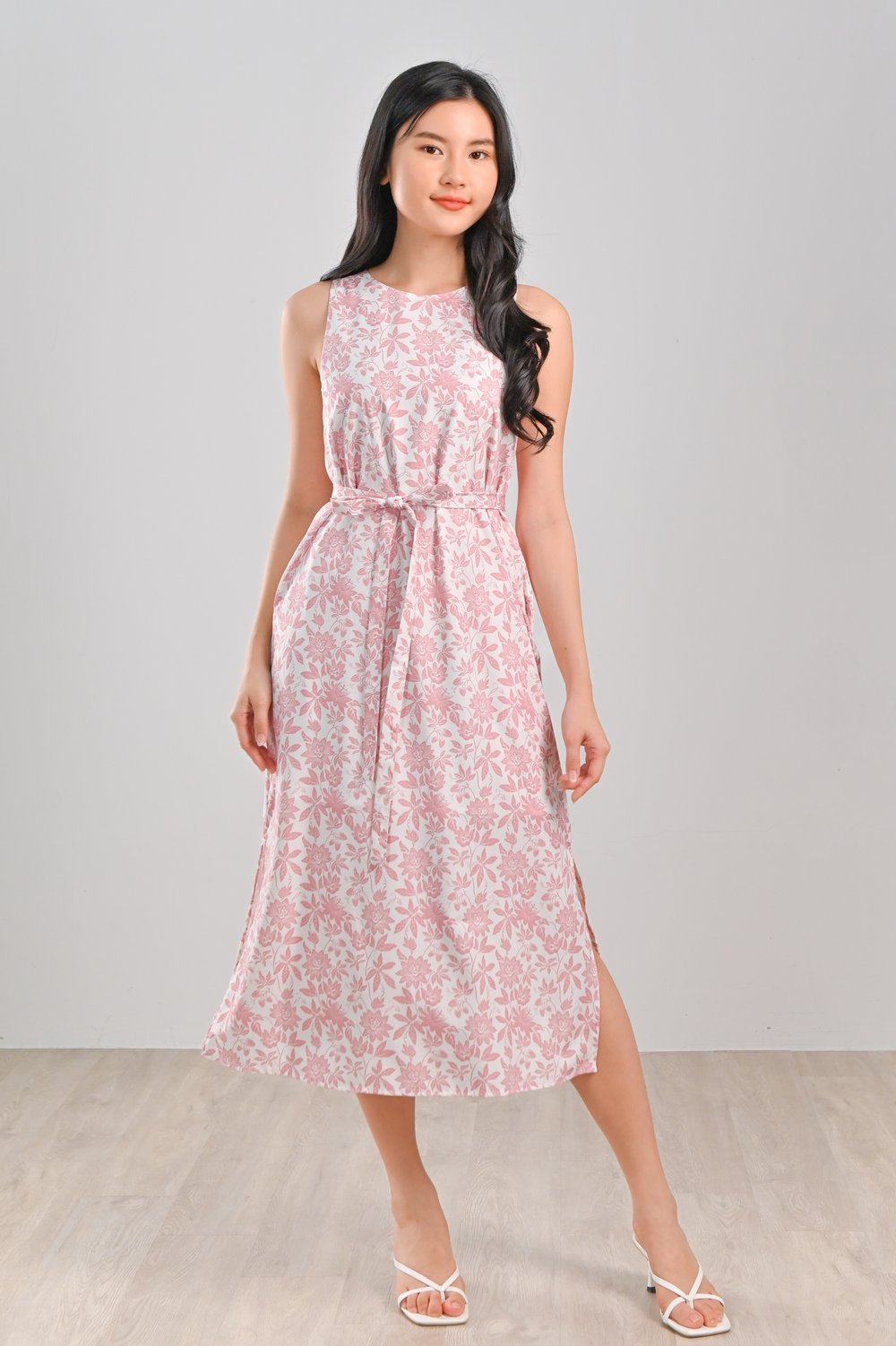 CAMY PINK SIDE-SLIT MIDI DRESS CAMY PINK SIDE-SLIT MIDI DRESS