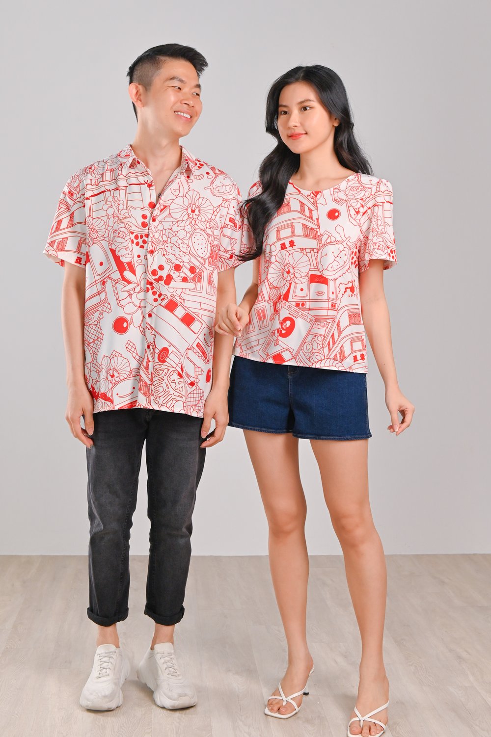 SUNNY ISLAND RED MONO SLEEVED TOP