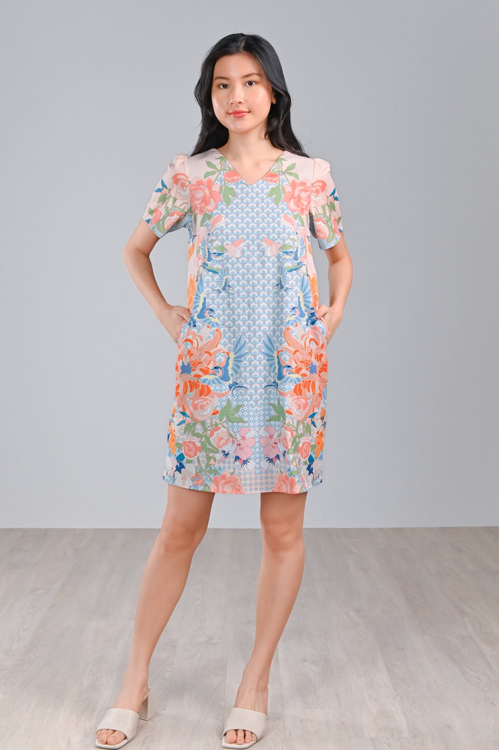 BATIK BIRDS SLEEVED SHIFT DRESS