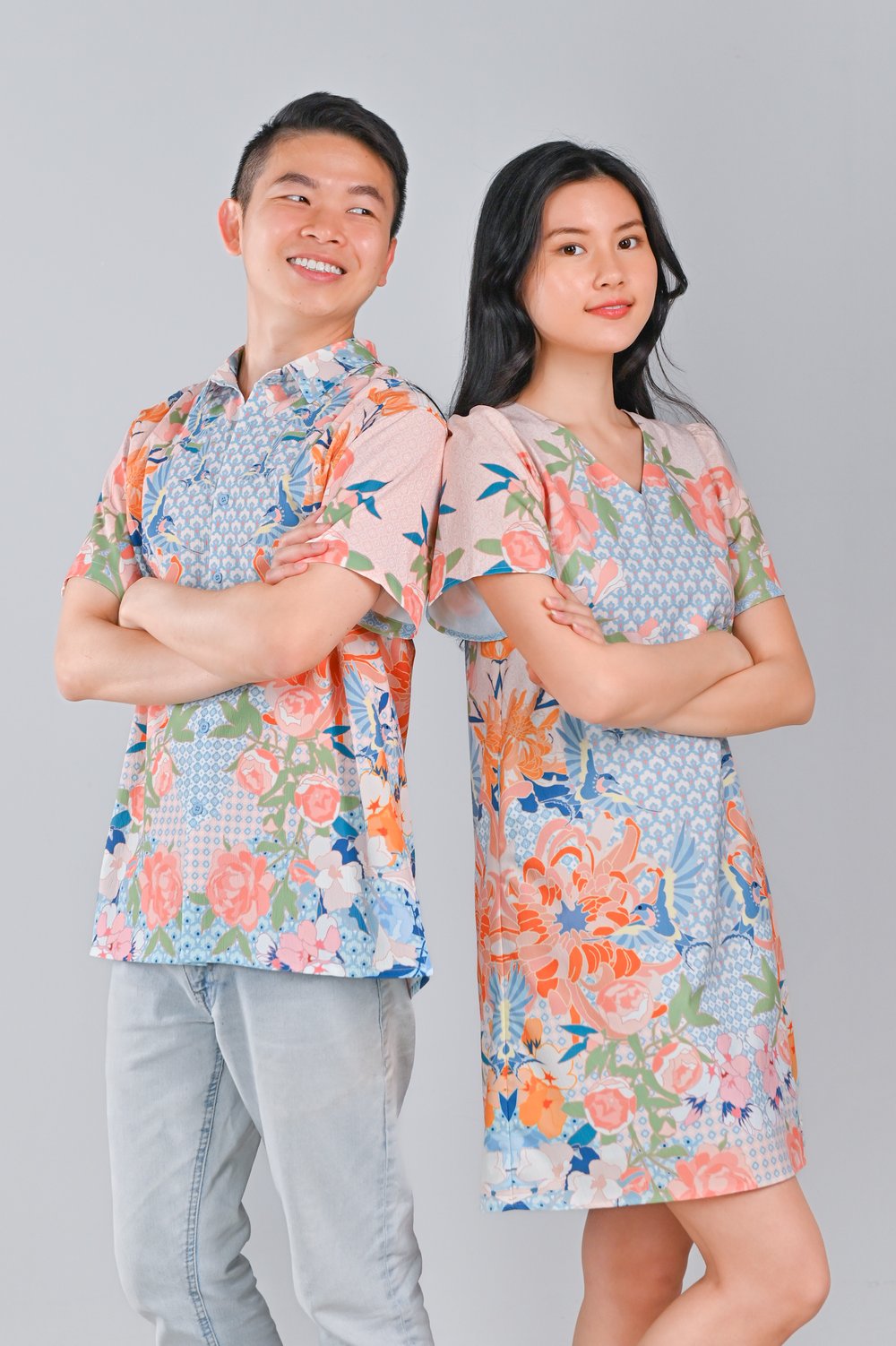 BATIK BIRDS SLEEVED SHIFT DRESS