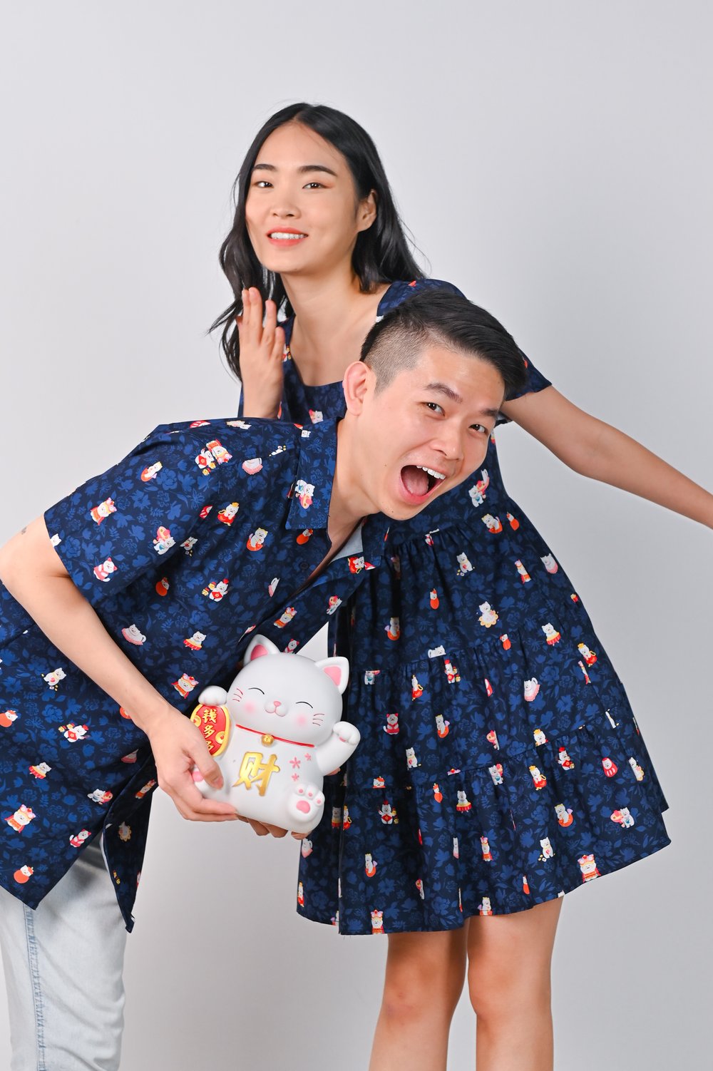 FORTUNE FLORAL CAT NAVY BABYDOLL DRESS FORTUNE FLORAL CAT NAVY BABYDOLL DRESS