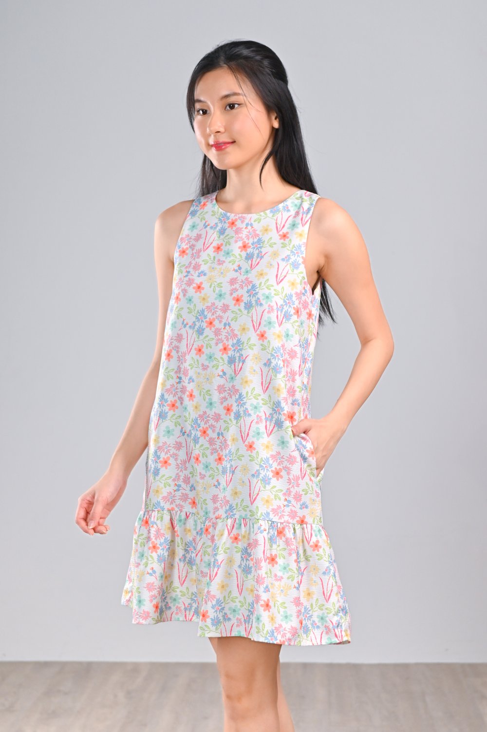 HARU FLORALS SLEEVELESS DROPWAIST DRESS HARU FLORALS SLEEVELESS DROPWAIST DRESS