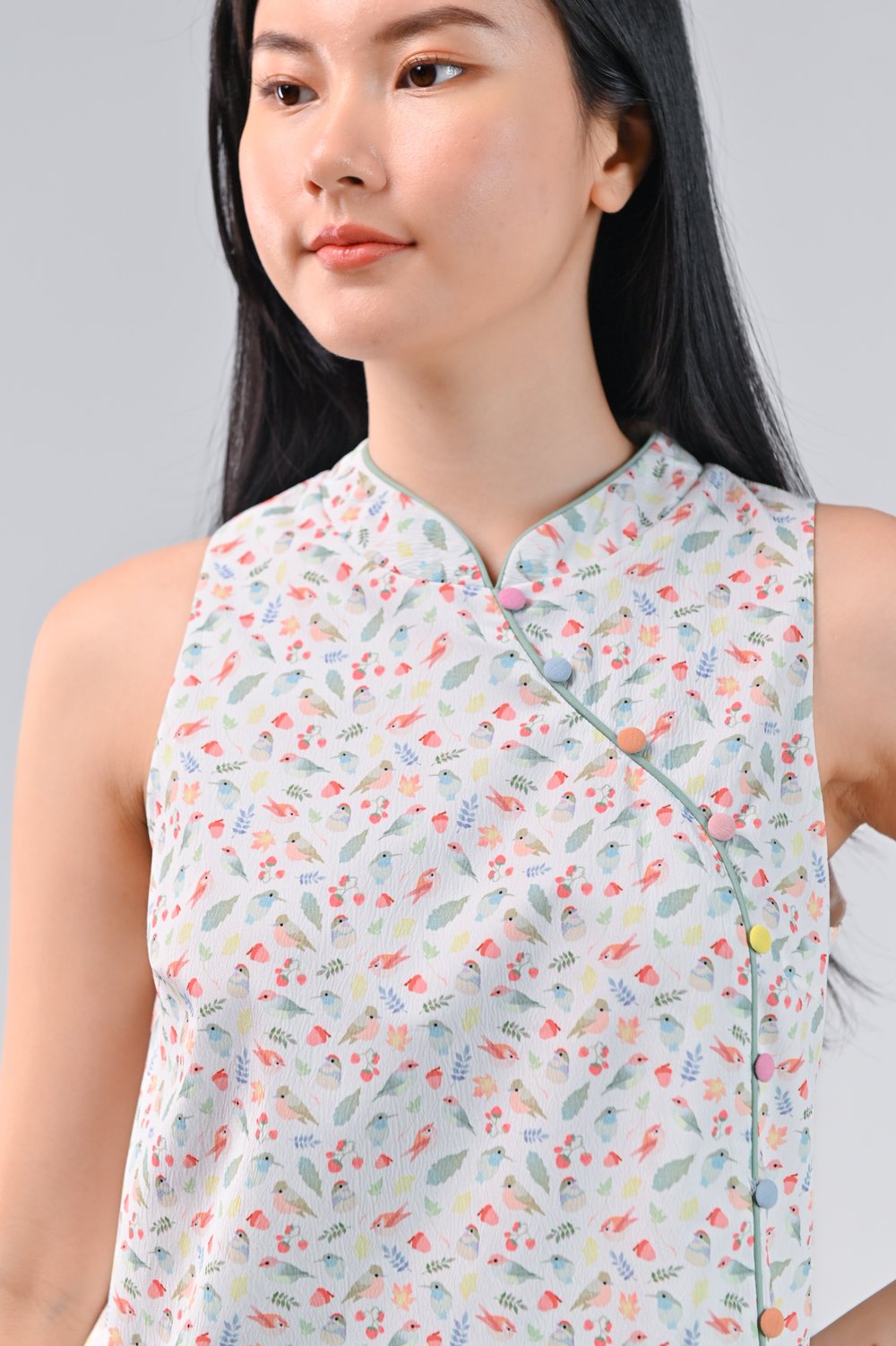 FRIENDS OF THE FOREST SLEEVELESS CHEONGSAM TOP