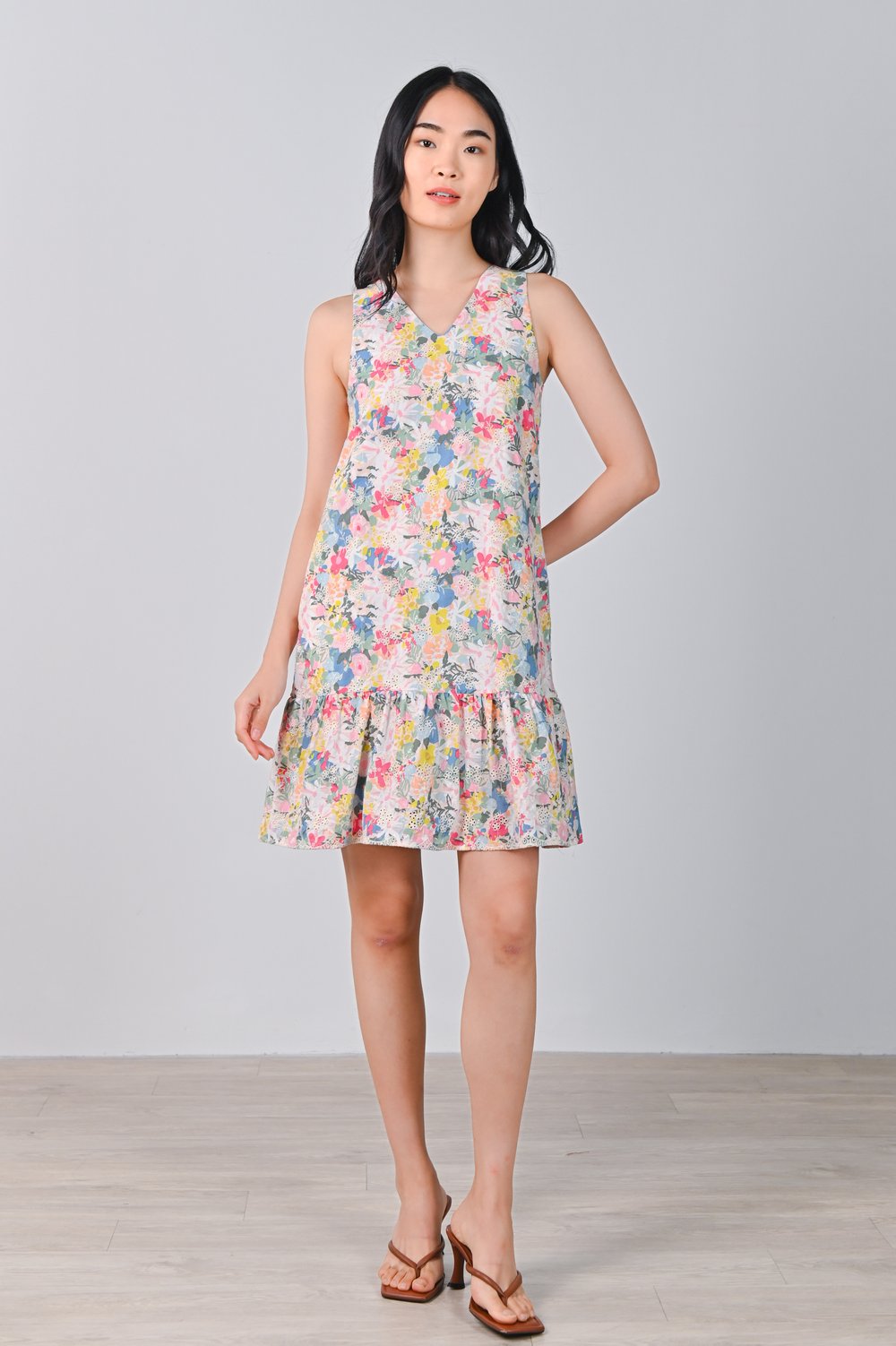 PIA FLORAL EYELET V-NECK DROPWAIST DRESS PIA FLORAL EYELET V-NECK DROPWAIST DRESS