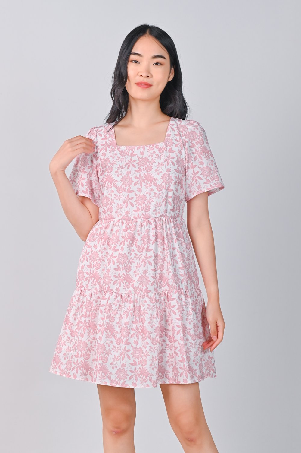 CAMY PINK SLEEVED BABYDOLL DRESS CAMY PINK SLEEVED BABYDOLL DRESS