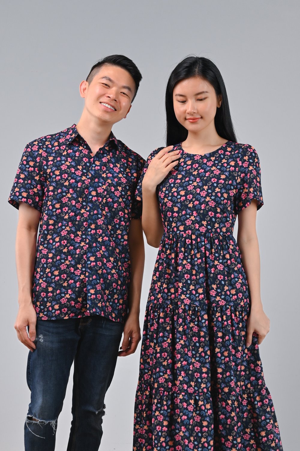NIGHT GARDEN ROUND-NECK TIERED MIDAXI NIGHT GARDEN ROUND-NECK TIERED MIDAXI