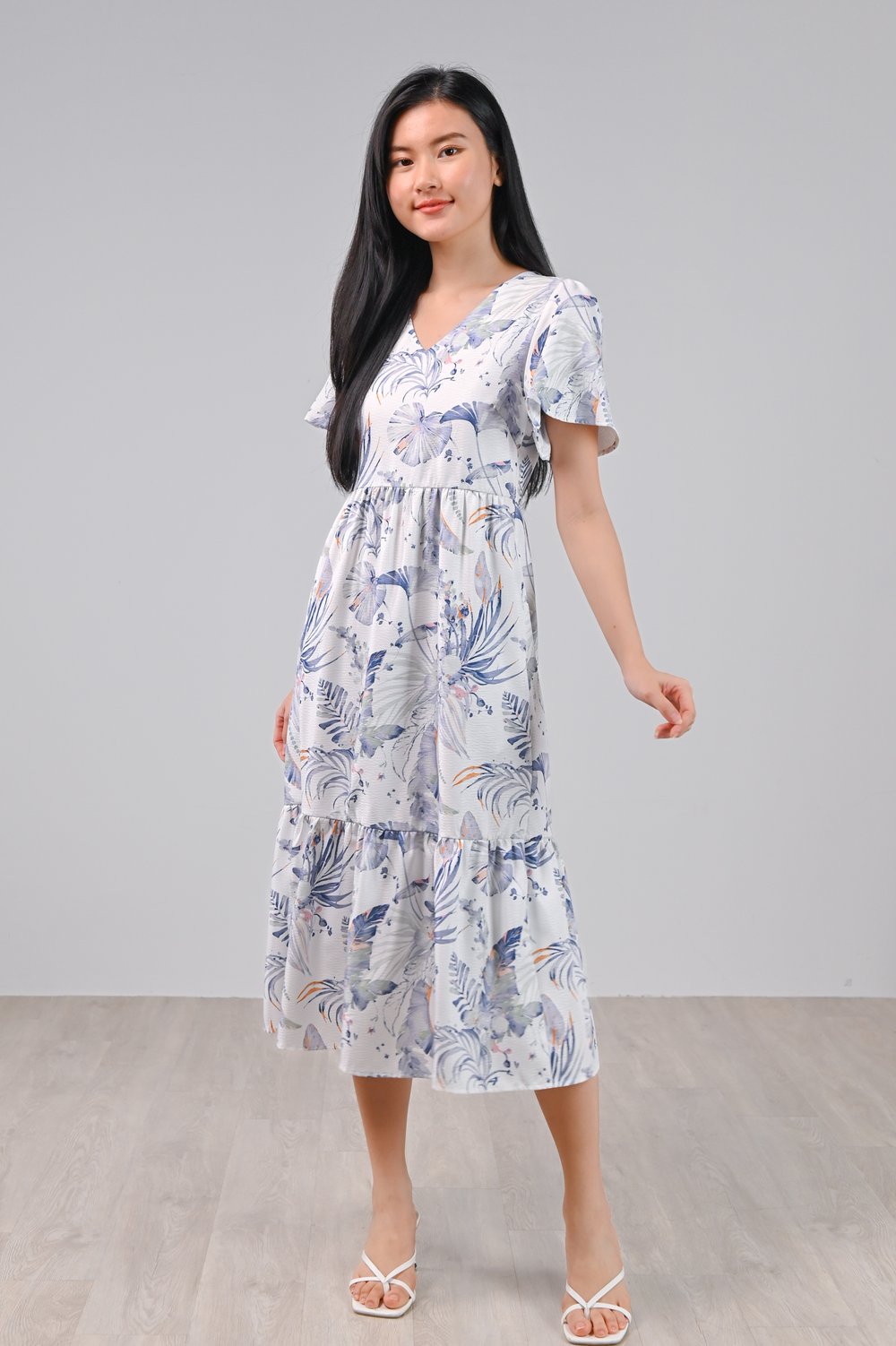 BLUE VALENTINE TEXTURED SLEEVED TIERED DRESS