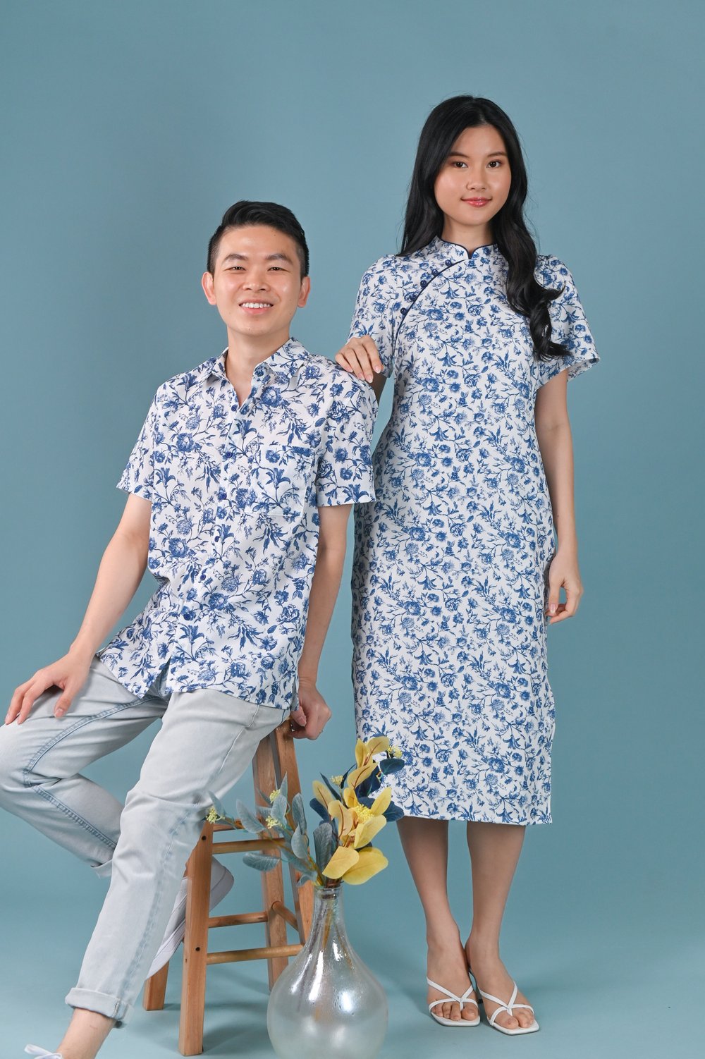 YOYO SLEEVED CHEONGSAM IN ANTIQUE TOILE