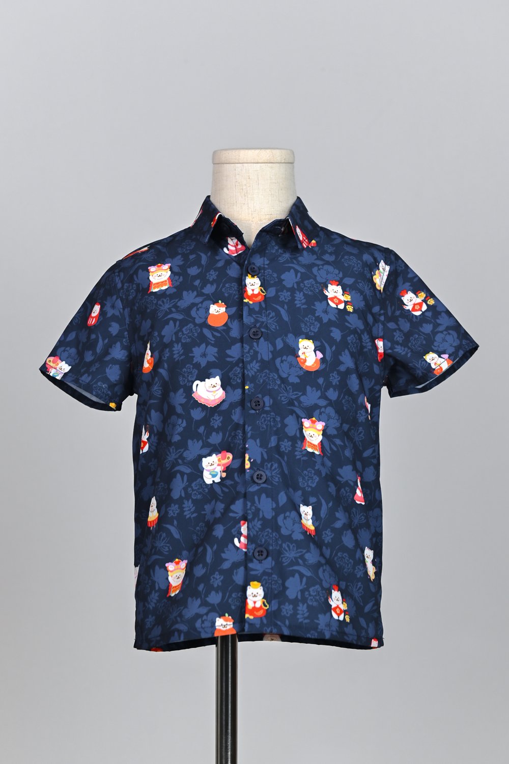 FORTUNE FLORAL CAT NAVY KIDS’ SHIRT FORTUNE FLORAL CAT NAVY KIDS’ SHIRT