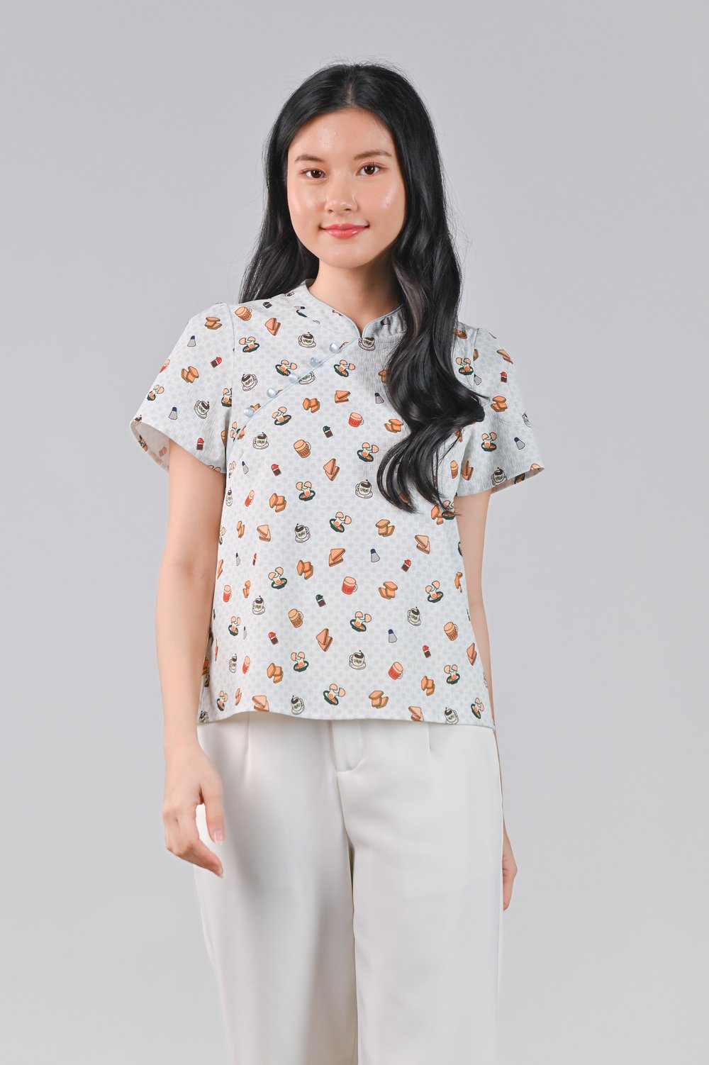 SUNDAY BREAKFAST SLEEVED CHEONGSAM TOP
