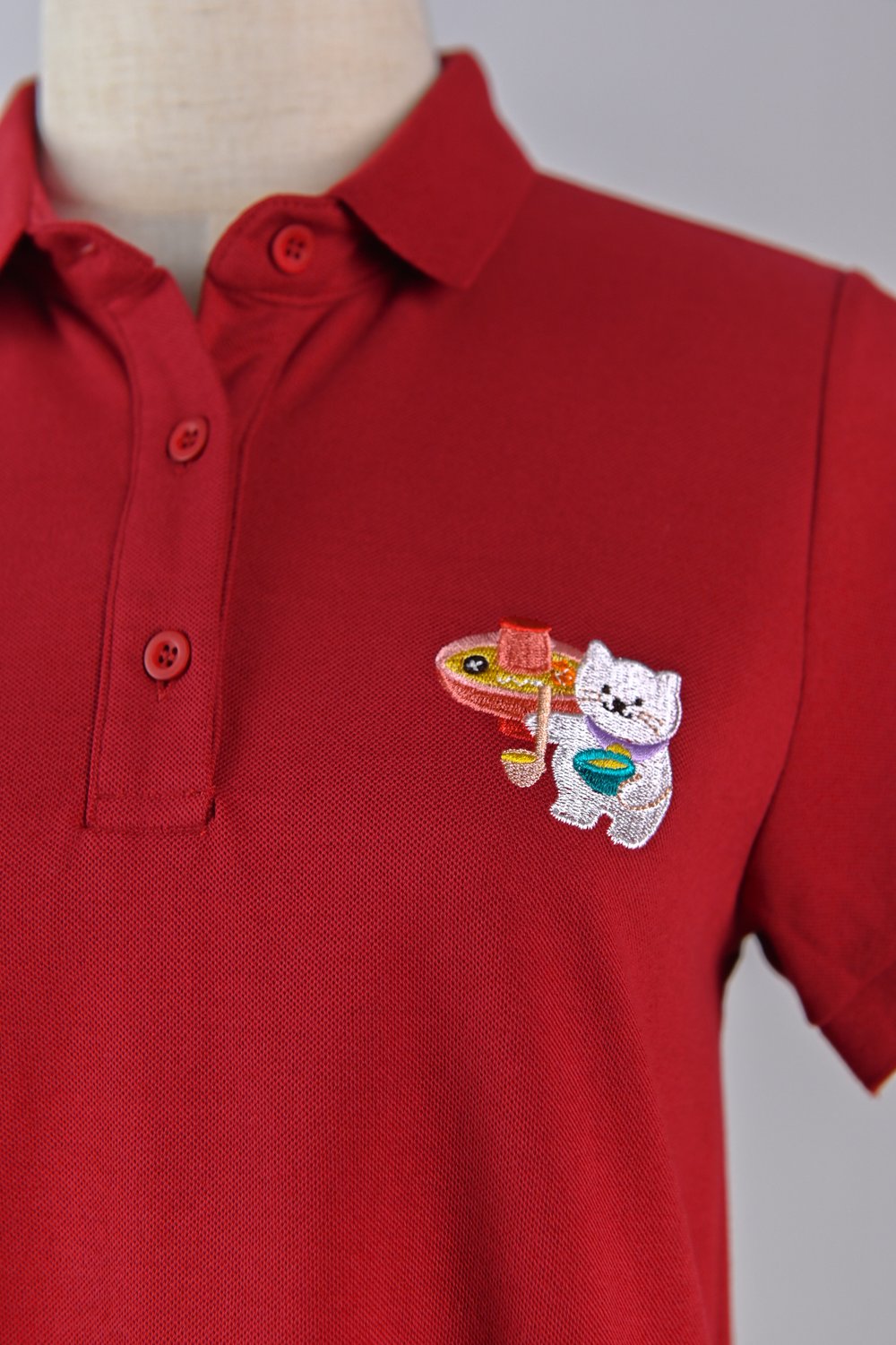 FOODIE FORTUNE CAT RED EMB. POLO DRESS FOODIE FORTUNE CAT RED EMB. POLO DRESS