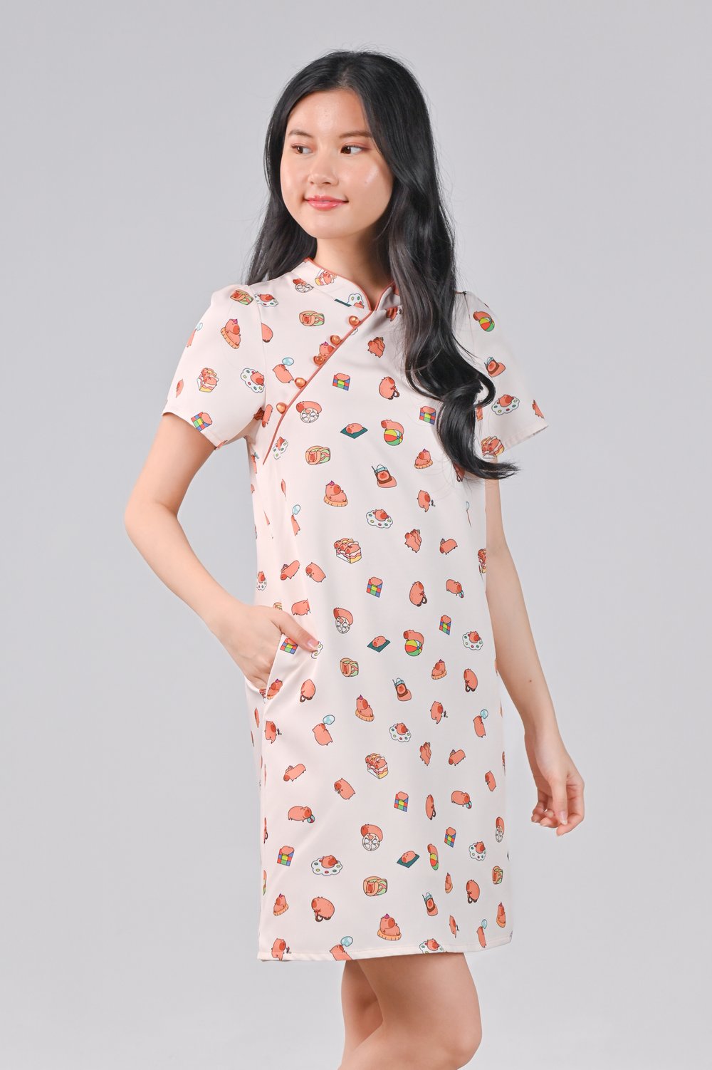 CUTE CAPYBARA SLEEVED CHEONGSAM CUTE CAPYBARA SLEEVED CHEONGSAM