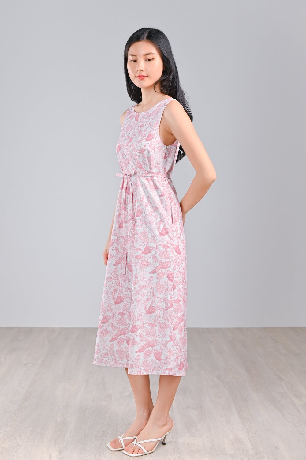 PINK FEATHERED TALES TWO-WAY MIDI DRESS