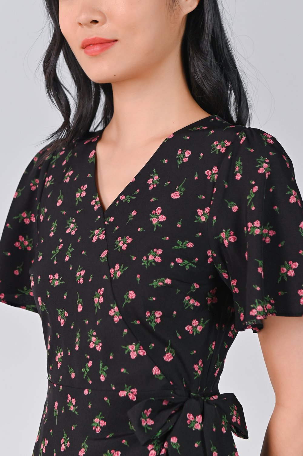 COOPER RUFFLE DRESS-ROMPER IN BLACK FLORAL COOPER RUFFLE DRESS-ROMPER IN BLACK FLORAL