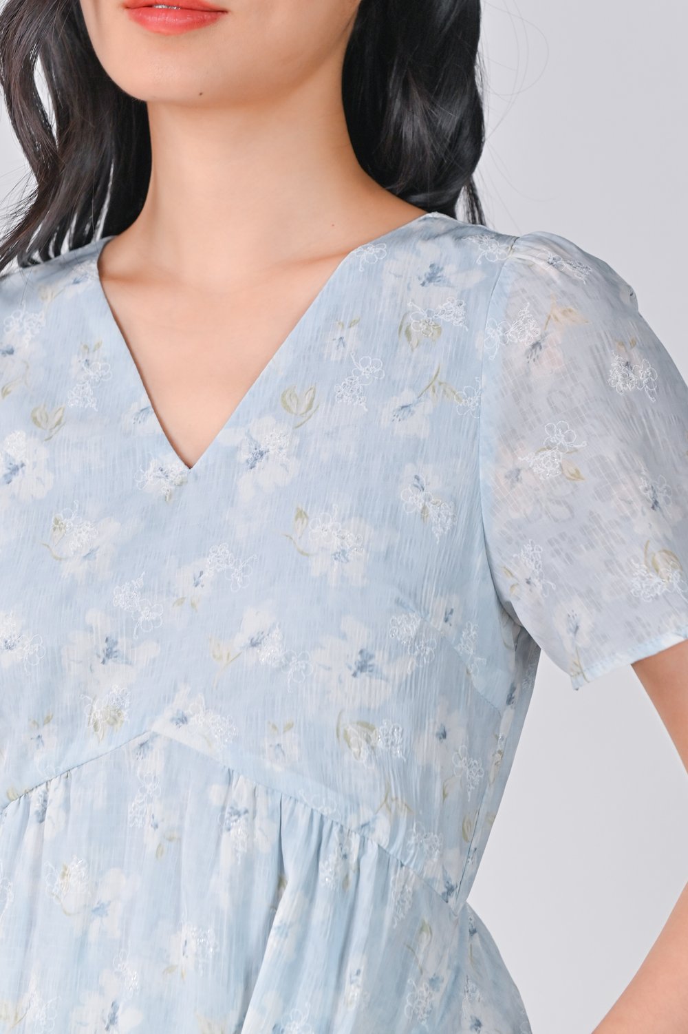 ODELYA FLORAL SLEEVED DRESS IN BLUE ODELYA FLORAL SLEEVED DRESS IN BLUE