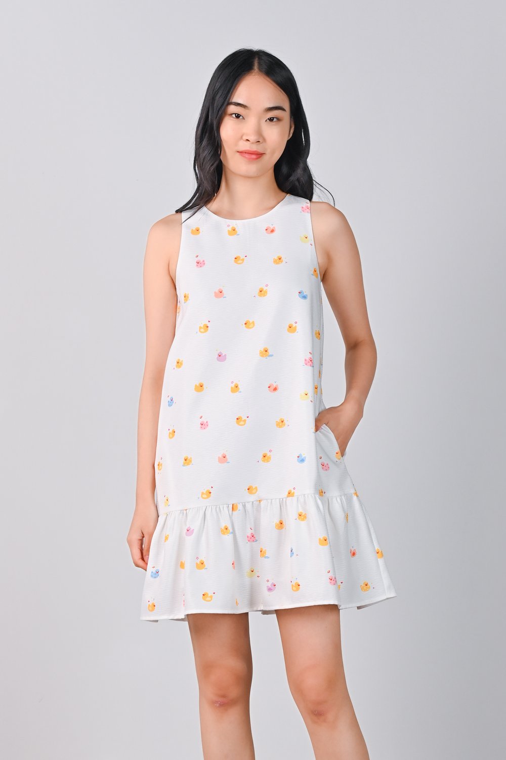OFF-WHITE RUBBER DUCKIE SLEEVELESS DROPWAIST DRESS OFF-WHITE RUBBER DUCKIE SLEEVELESS DROPWAIST DRESS