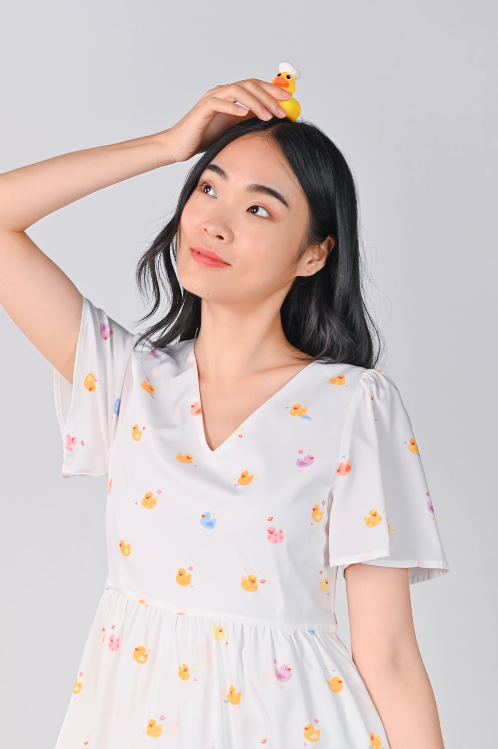 OFF-WHITE RUBBER DUCKIE V-NECK DRESS-ROMPER OFF-WHITE RUBBER DUCKIE V-NECK DRESS-ROMPER