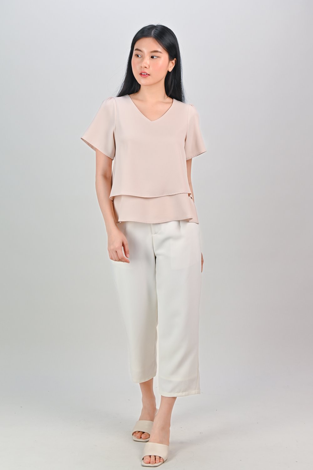 PEIPEI SLEEVED LAYERED TOP IN SAND PEIPEI SLEEVED LAYERED TOP IN SAND